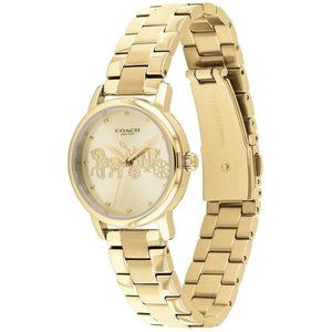 Brand NEW Coach Grand 14502976 28mm Stainless Steel And Yellow Gold-tone Case